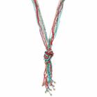 Seed Bead Knotted Multi Strand Lariat Necklace, Women's, Multicolor