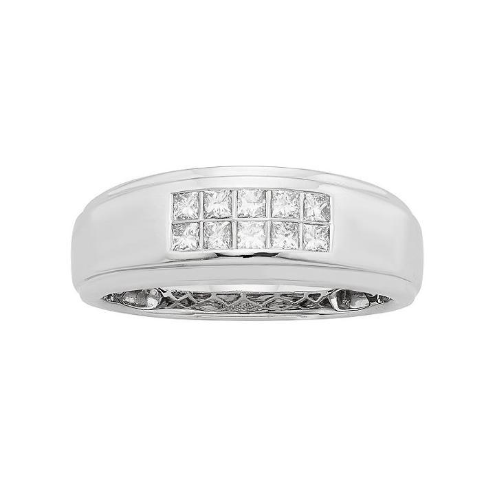 Men's 14k White Gold Igl Certified 1/2 Carat T.w. Diamond Wedding Band, Size: 12.50