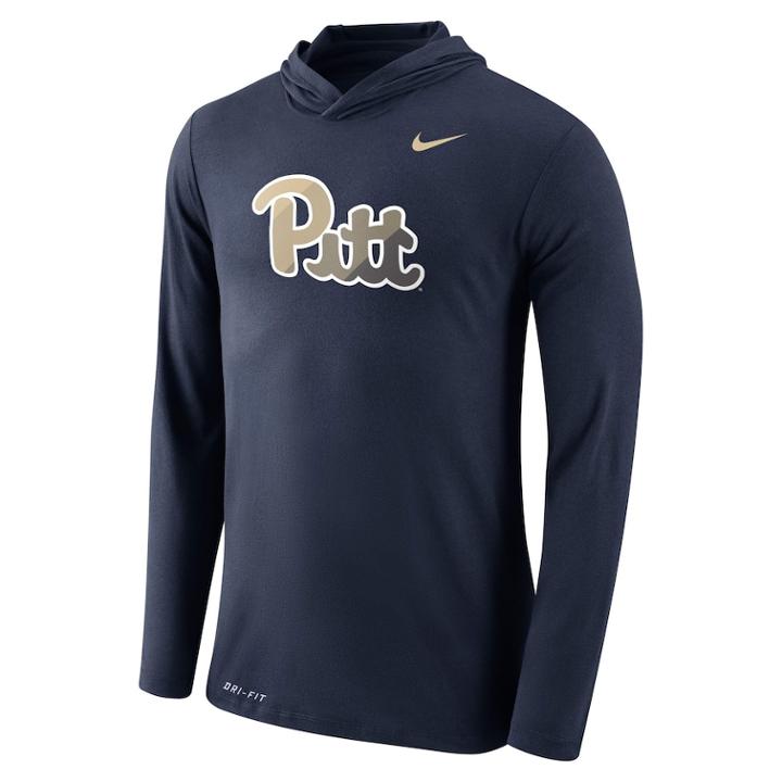 Men's Nike Pitt Panthers Dri-fit Hooded Tee, Size: Large, Blue (navy)