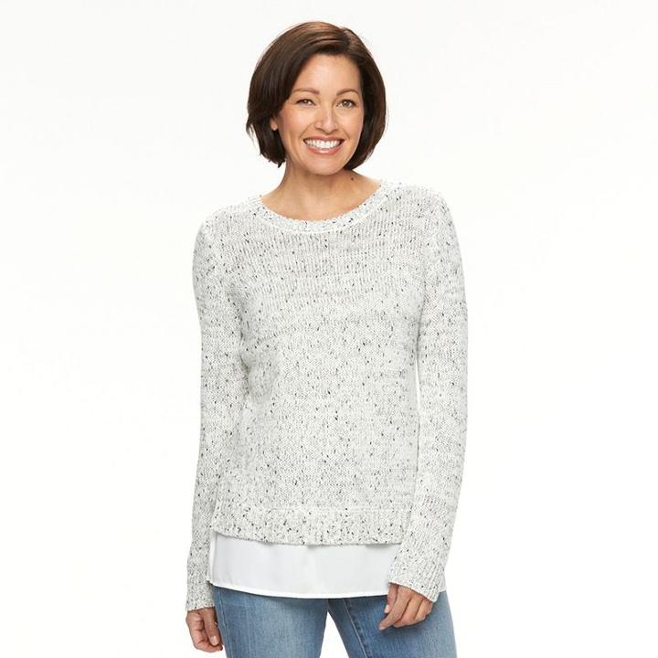 Women's Croft & Barrow&reg; Textured Mock-layer Sweater, Size: Xl, White