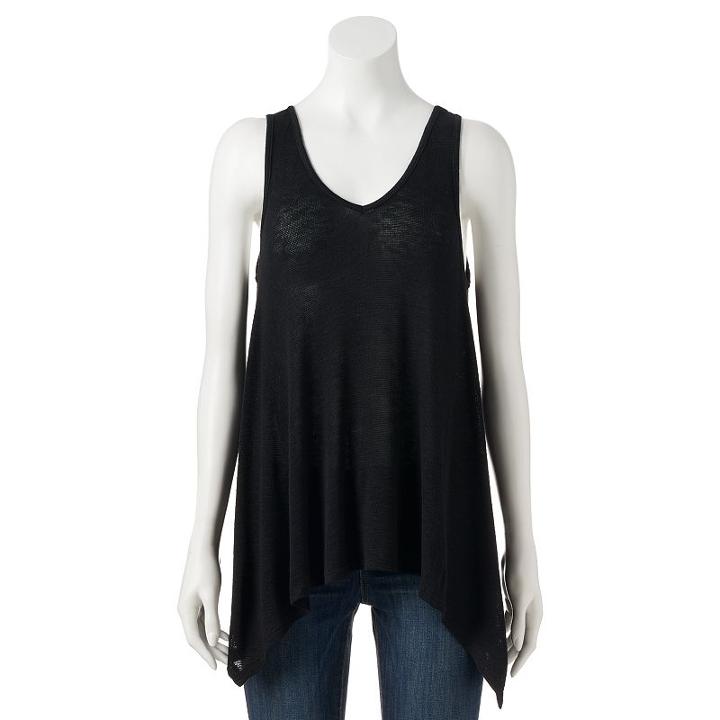 Juniors' Pink Republic Sharkbite V-neck Tank, Girl's, Size: Large, Black