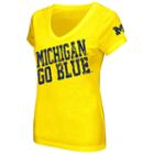 Juniors' Campus Heritage Michigan Wolverines Shoutout V-neck Tee, Women's, Size: Xxl, Blue (navy)