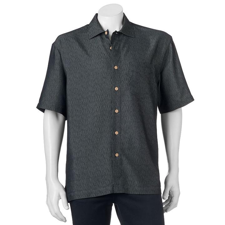 Men's Batik Bay Casual Button-down Shirt, Size: Large, Black