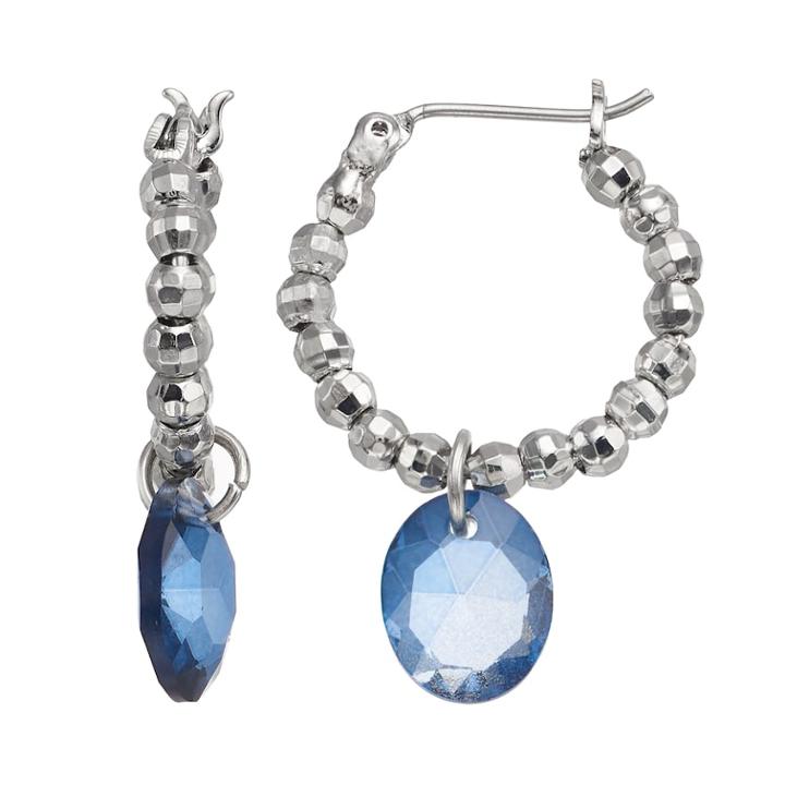 Simply Vera Vera Wang Oval Drop Nickel Free Beaded Hoop Earrings, Women's, Blue