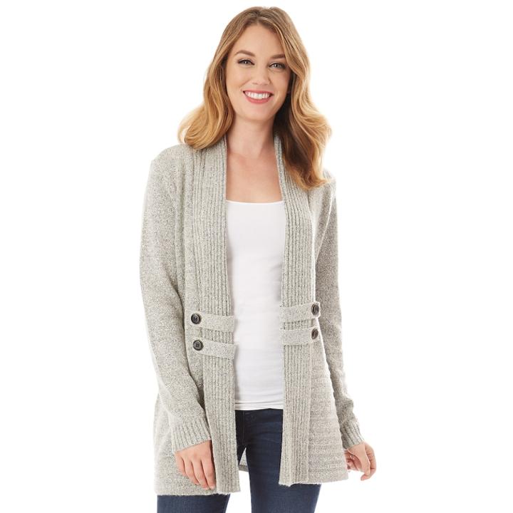 Women's Apt. 9&reg; Button-tab Cardigan, Size: Large, Light Grey