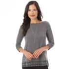 Women's Apt. 9&reg; Mock-layer Necklace Top, Size: Small, Charcoal Scratchy