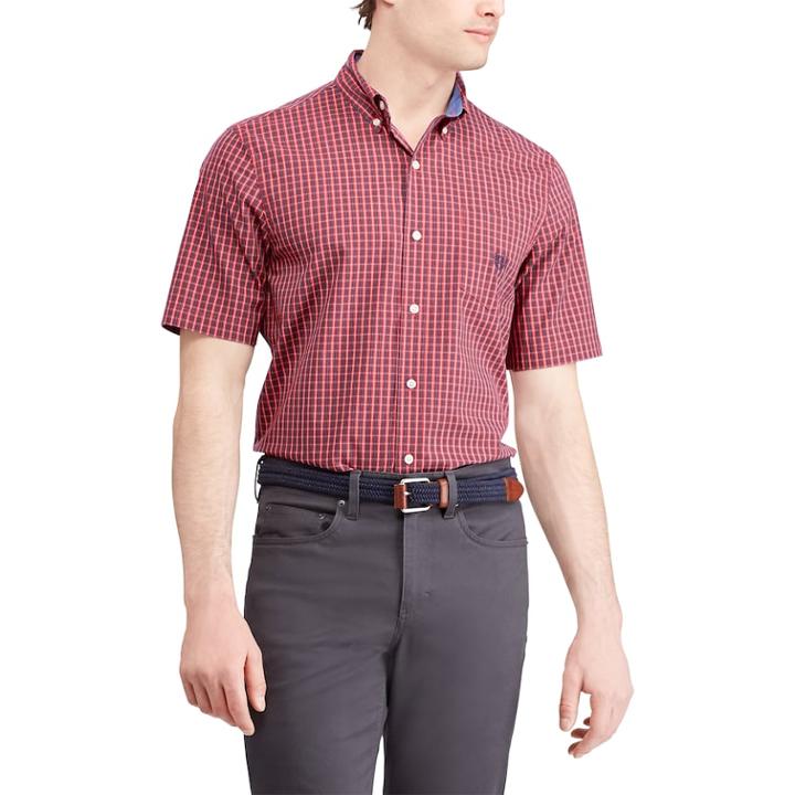 Big & Tall Chaps Classic-fit Plaid Poplin Button-down Shirt, Men's, Size: Xxl Tall, Red