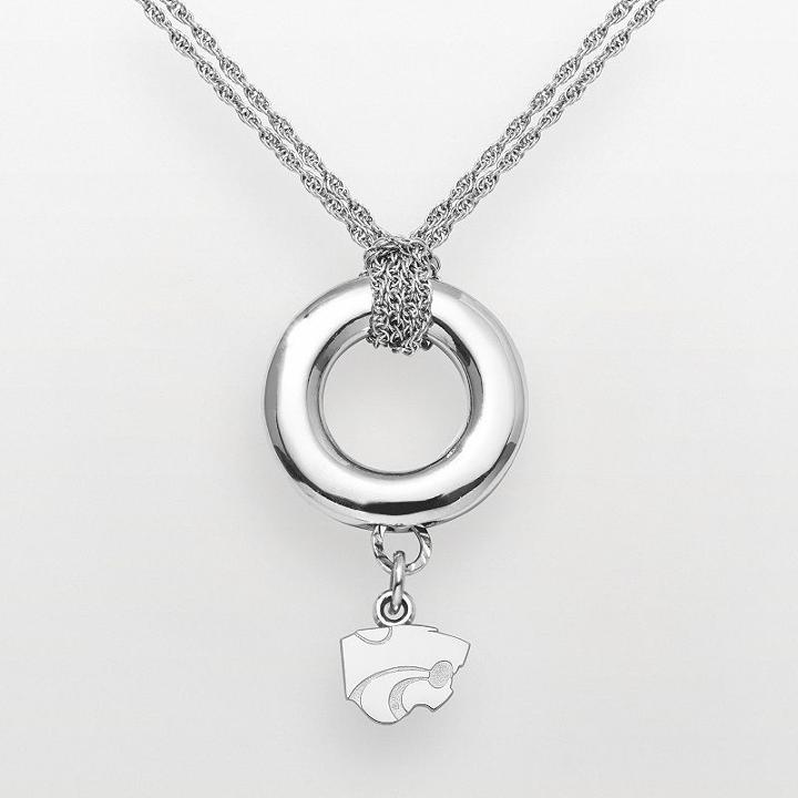 Kansas State Wildcats Sterling Silver Halo Pendant, Women's, Size: 16, Grey