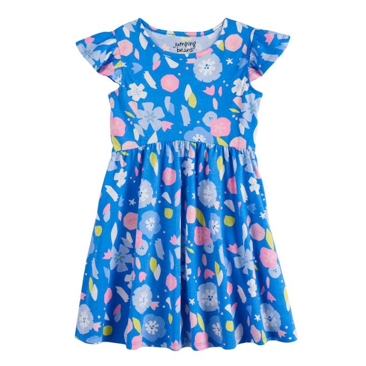 Girls 4-10 Jumping Beans&reg; Flutter Sleeve Printed Dress, Size: 5, Med Blue