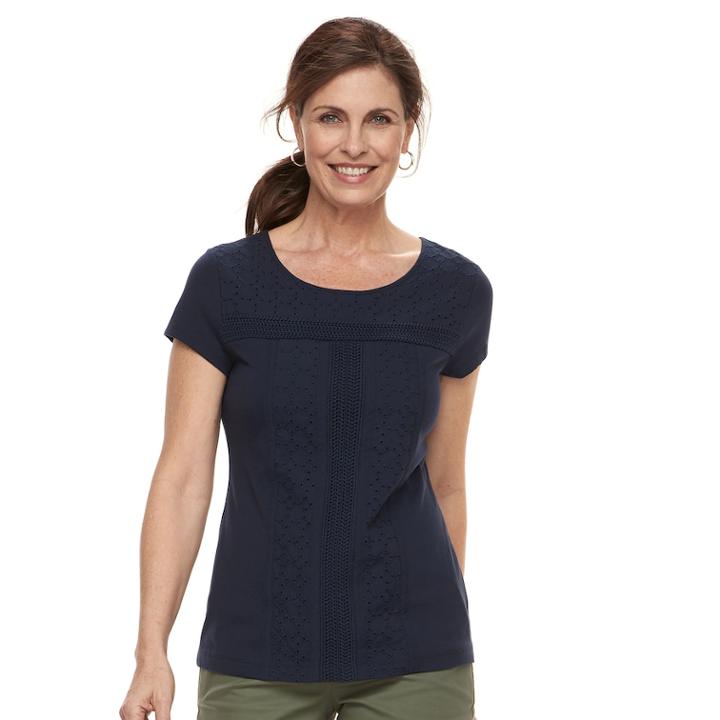 Women's Croft & Barrow&reg; Eyelet Tee, Size: Large, Blue