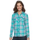 Women's Croft & Barrow&reg; Plaid Flannel Shirt, Size: Xl, Med Green