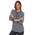 Women's Croft & Barrow&reg; Striped Quarter-zip Tee, Size: Small, Blue