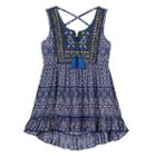 Girls 7-16 Knitworks Criss-cross Back Embroidered Tassel Top, Girl's, Size: Xl, Blue (navy)