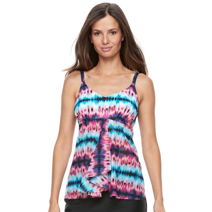 Women's Croft & Barrow&reg; Mesh Flyaway Tankini Top, Size: 16, Aura Stripe