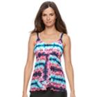 Women's Croft & Barrow&reg; Mesh Flyaway Tankini Top, Size: 16, Aura Stripe