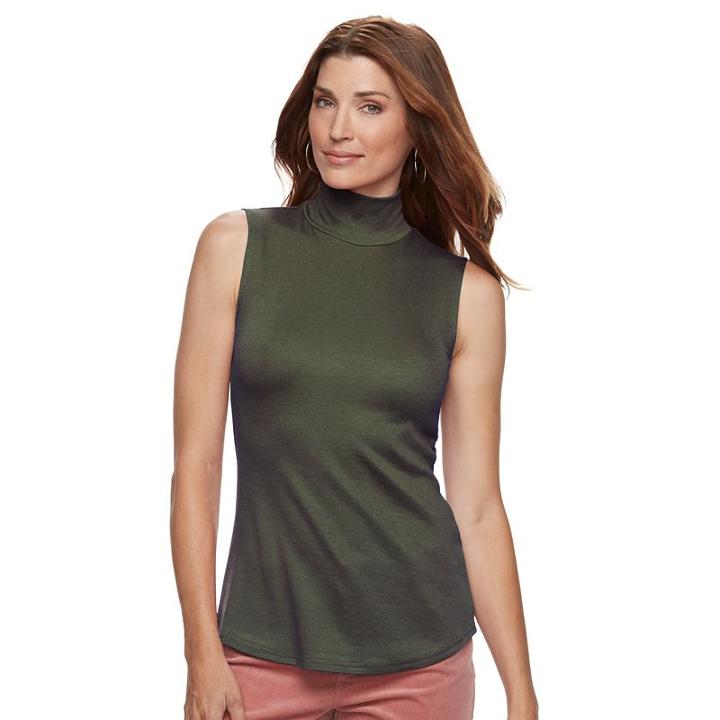 Women's Croft & Barrow&reg; Sleeveless Mockneck Top, Size: Medium, Green