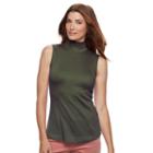 Women's Croft & Barrow&reg; Sleeveless Mockneck Top, Size: Medium, Green