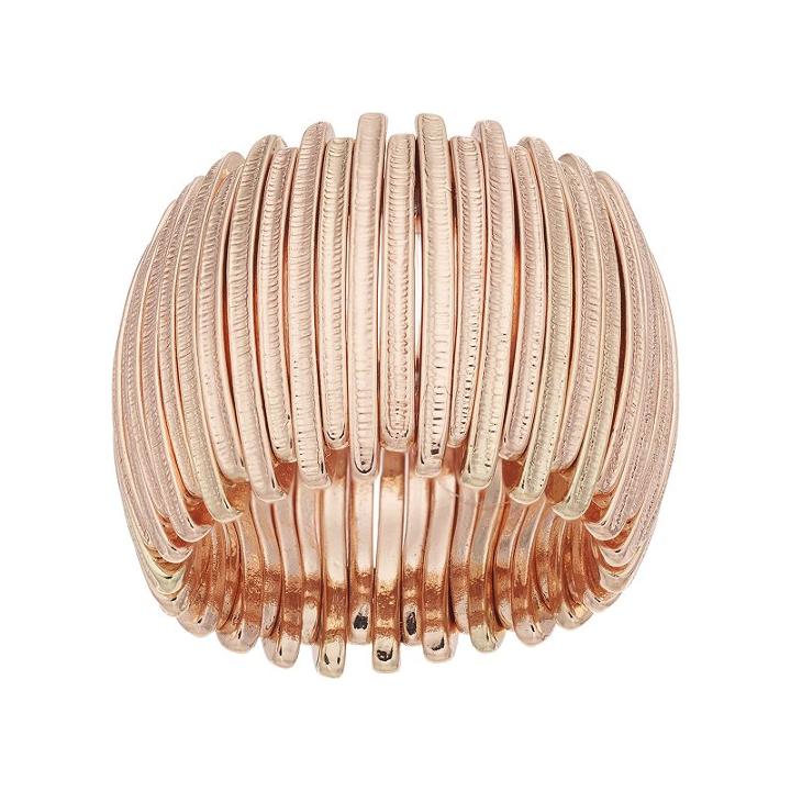 Jennifer Lopez Textured Vertical Bar Stretch Ring, Women's, Size: 7, Light Pink