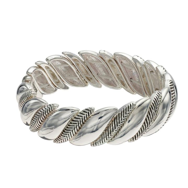 Napier Textured Leaf Stretch Bracelet, Women's, Silver