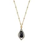 1928 Faceted Teardrop Caged Pendant Necklace, Women's, Size: 16, Black