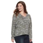 Juniors' Plus Size Mudd&reg; Lace-up Sweatshirt, Teens, Size: 1xl, Green