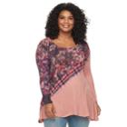 Plus Size World Unity Sharkbite Sweater Knit Top, Women's, Size: 1xl, Pink Other