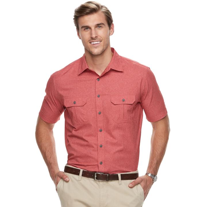 Big & Tall Croft & Barrow&reg; Regular-fit Outdoor Quick-dry Button-down Shirt, Men's, Size: Xxl Tall, Med Red