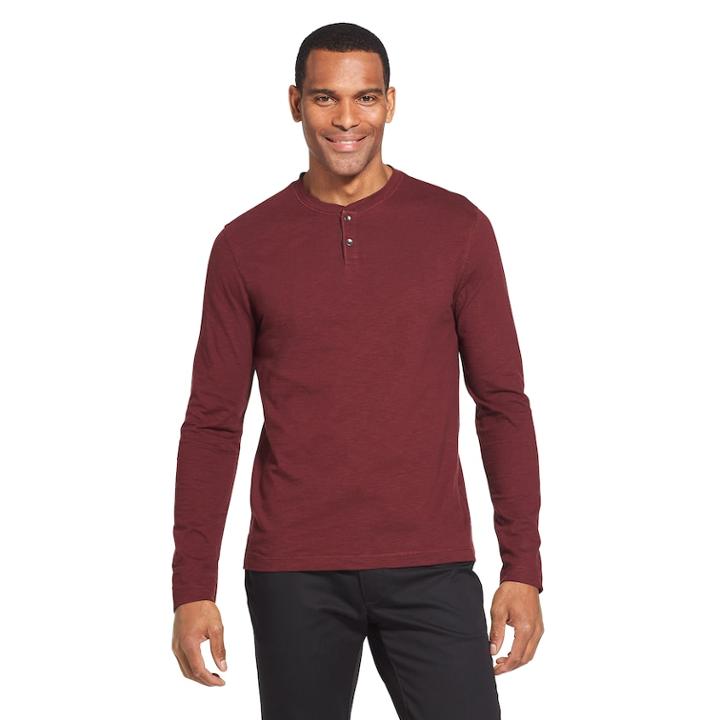 Men's Van Heusen Never Tuck Slim-fit Henley, Size: Medium, Brt Pink