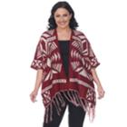 Plus Size White Mark Tribal Poncho, Women's, Red