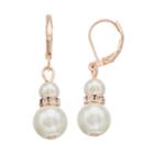 Nickel Free Simulated Pearl & Rondelle Drop Earrings, Women's, White