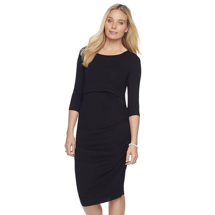 Maternity A:glow Ruched Nursing Dress, Women's, Size: M-mat, Black