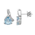Sterling Silver Sky Blue Topaz & Cubic Zirconia Drop Earrings, Women's