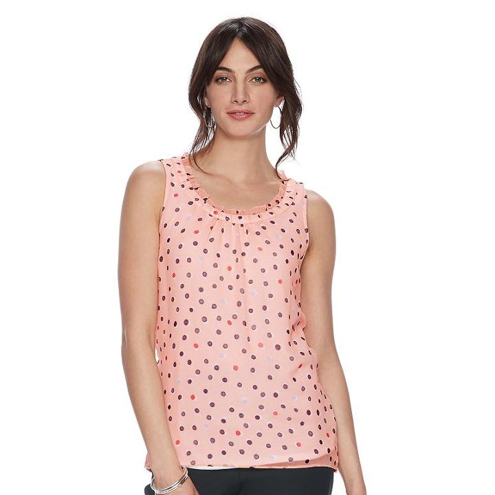 Women's Elle&trade; Print Mixed-media Tank, Size: Xs, Pink