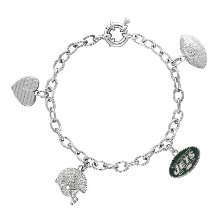 New York Jets Charm Bracelet, Women's, Size: 7.5, White