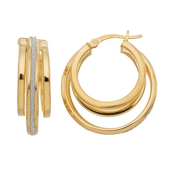 Sterling Silver Multi Hoop Earrings, Women's, Yellow