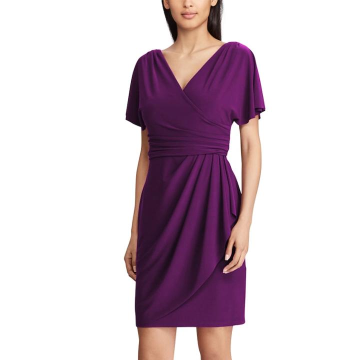 Women's Chaps Pleated Faux-wrap Dress, Size: Xl, Purple