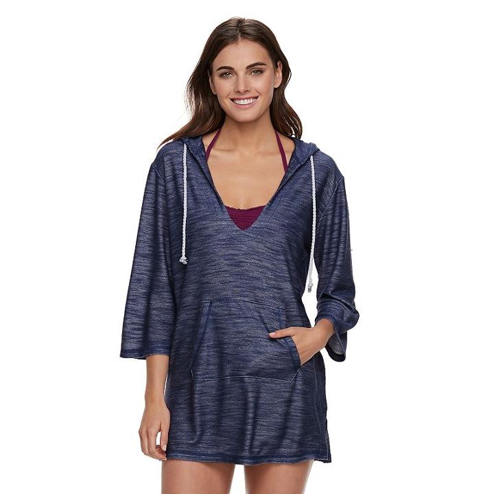 Women's Portocruz Hooded French Terry Cover-up, Size: Small, Blue Other