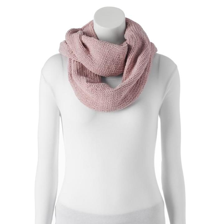 So&reg; Chenille Lurex Accent Infinity Scarf, Women's, Med Pink
