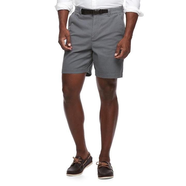 Big & Tall Croft & Barrow&reg; Classic-fit Twill Belted Outdoor Shorts, Men's, Size: 46, Grey