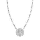 Sterling Silver 1/5 Carat T.w. Diamond Disc Necklace, Women's, Size: 16, White