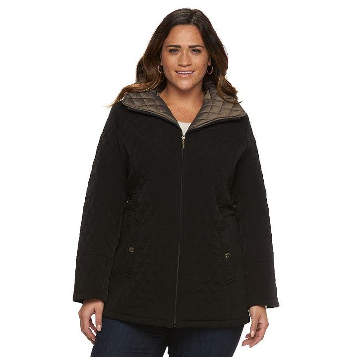 Plus Size Gallery Diamond-quilted Jacket, Women's, Size: 1xl, Black
