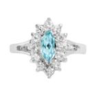 Sterling Silver Blue Topaz And Cubic Zirconia Floral Ring, Women's, Size: 10