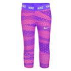 Girls 4-6x Nike Dri-fit Geometric Print Capri Leggings, Size: 5, Brt Purple