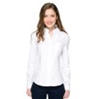 Lee Uniforms Juniors' Long Sleeve Stretch Oxford Top, Girl's, Size: Medium, White