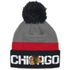 Reebok, Adult Chicago Blackhawks Cuffed Pom Knit Hat, Grey