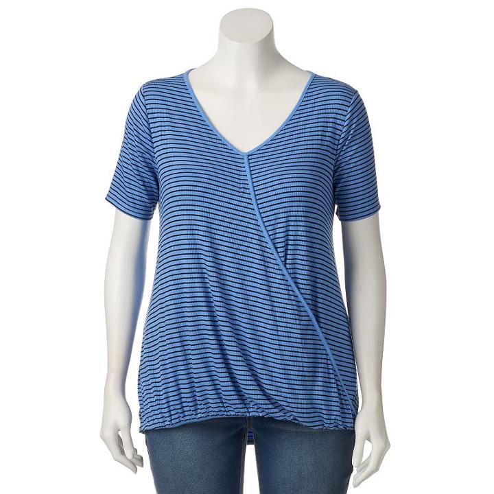 Plus Size Apt. 9&reg; Crossover V-neck Top, Women's, Size: 1xl, Blue (navy)