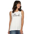 Women's Apt. 9&reg; Bridal Graphic Tank, Size: Xs, White