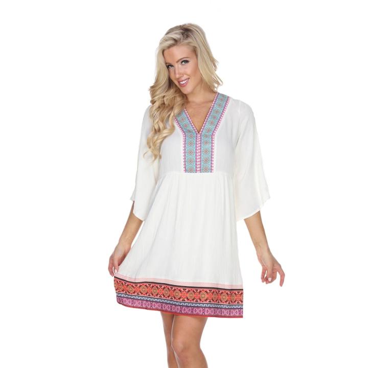 Women's White Mark Gabrielle Embroidered Gauze Dress, Size: Medium