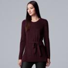 Women's Simply Vera Vera Wang Tie-front Chenille Tunic Sweater, Size: Xs, Drk Purple