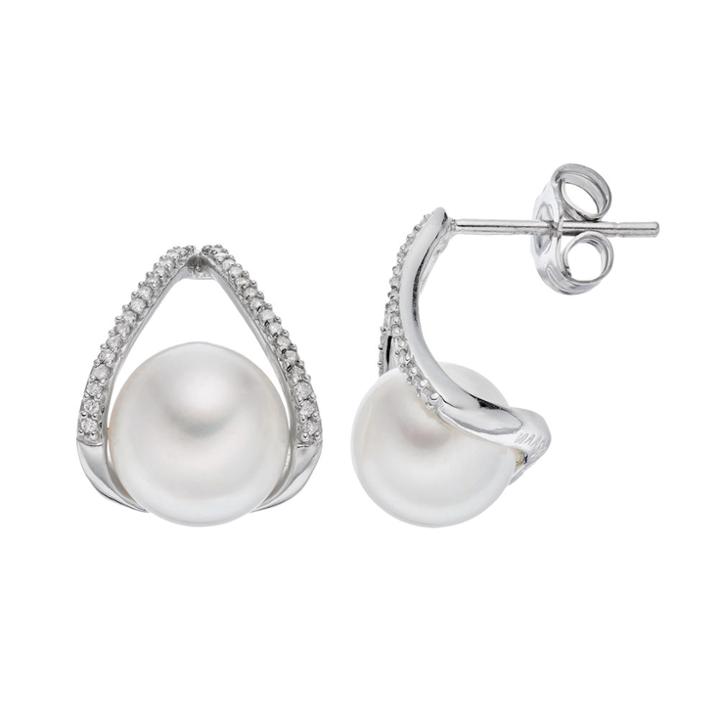 Simply Vera Vera Wang Sterling Silver Freshwater Cultured Pearl & 1/10 Carat T.w. Diamond Drop Earrings, Women's, White